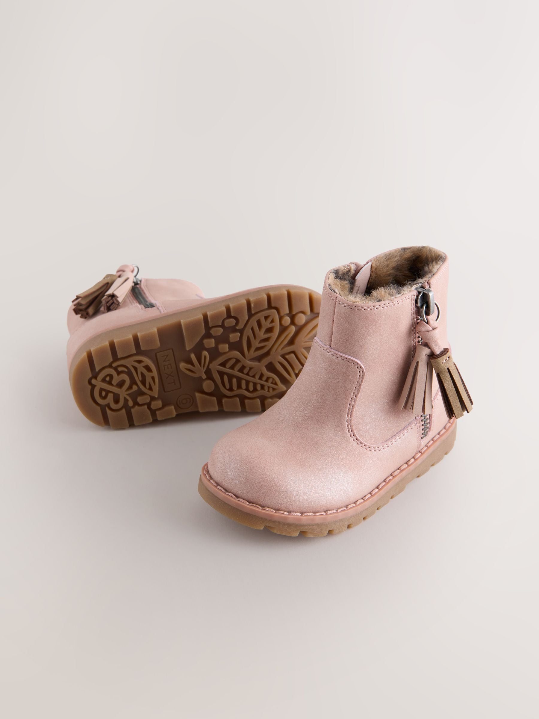 Pink Standard Fit (F) Chelsea Zip Tassel Ankle Boots image 4