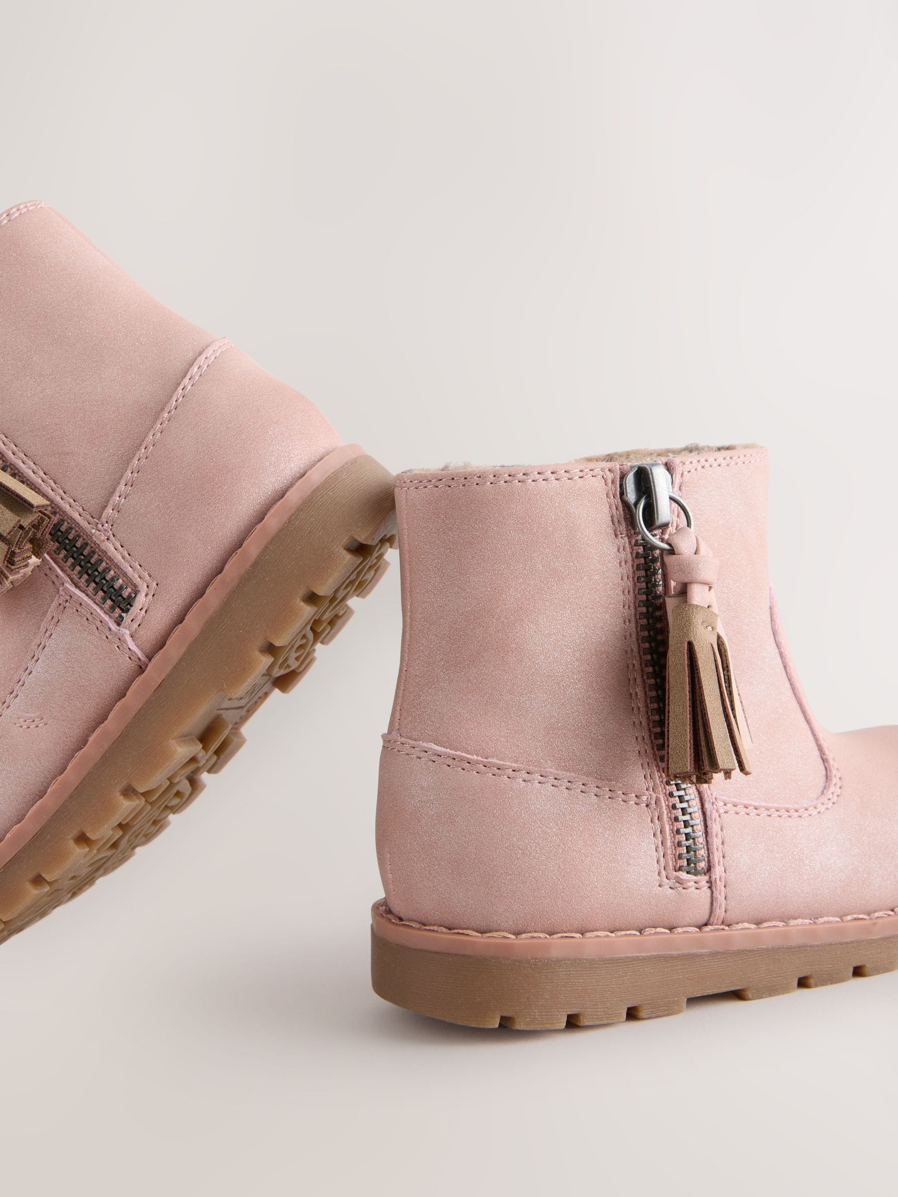 Pink Standard Fit (F) Chelsea Zip Tassel Ankle Boots image 6