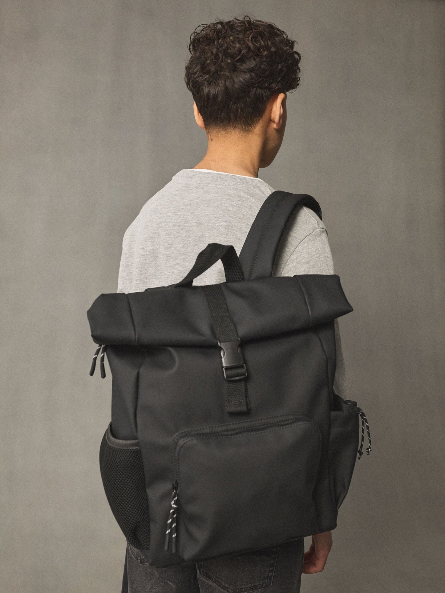 Black Roll Top Backpack image 1