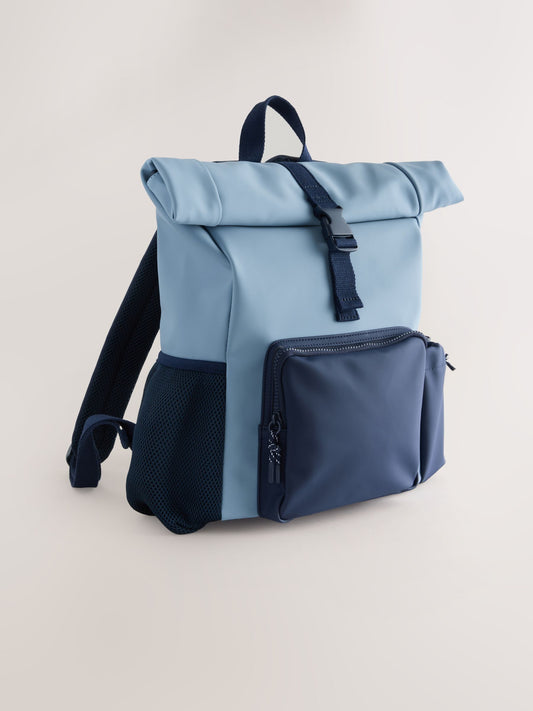 Blue Roll Top Backpack image 1