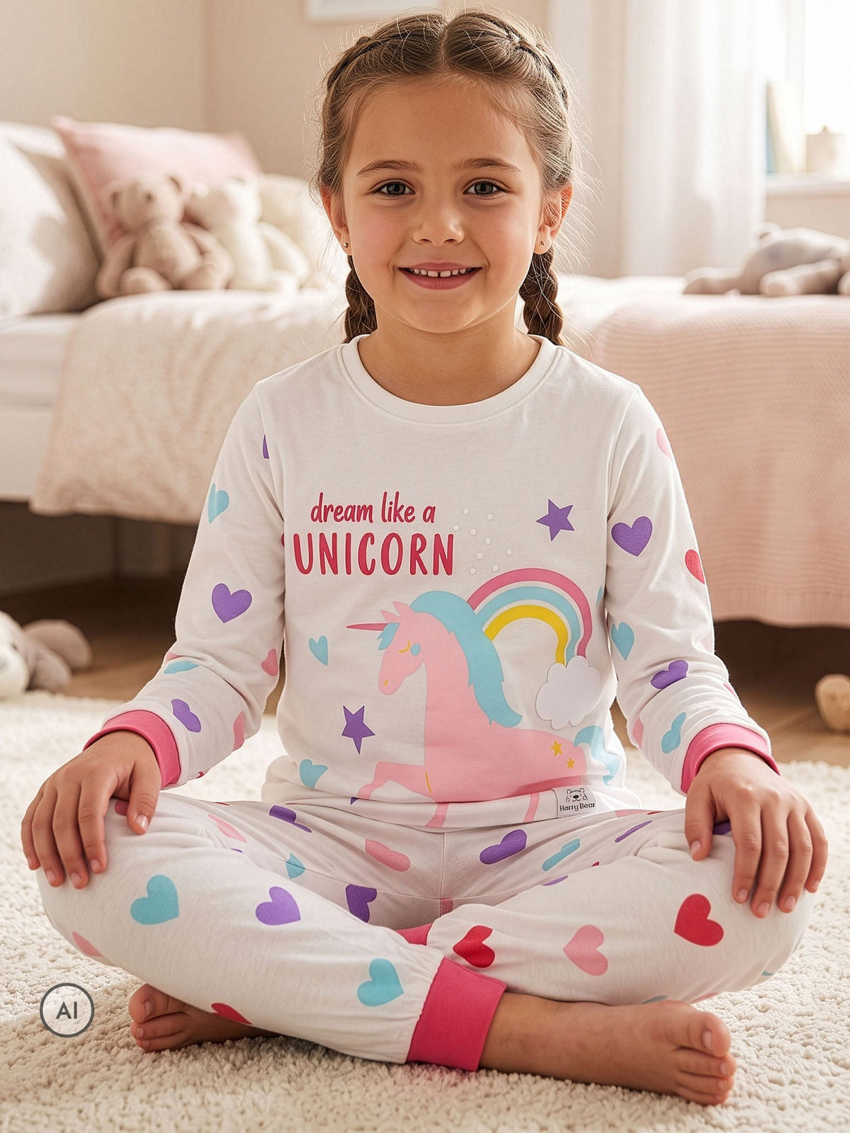 Harry Bear Pink Unicorn Pyjamas And Dressing Gown Set - image 2