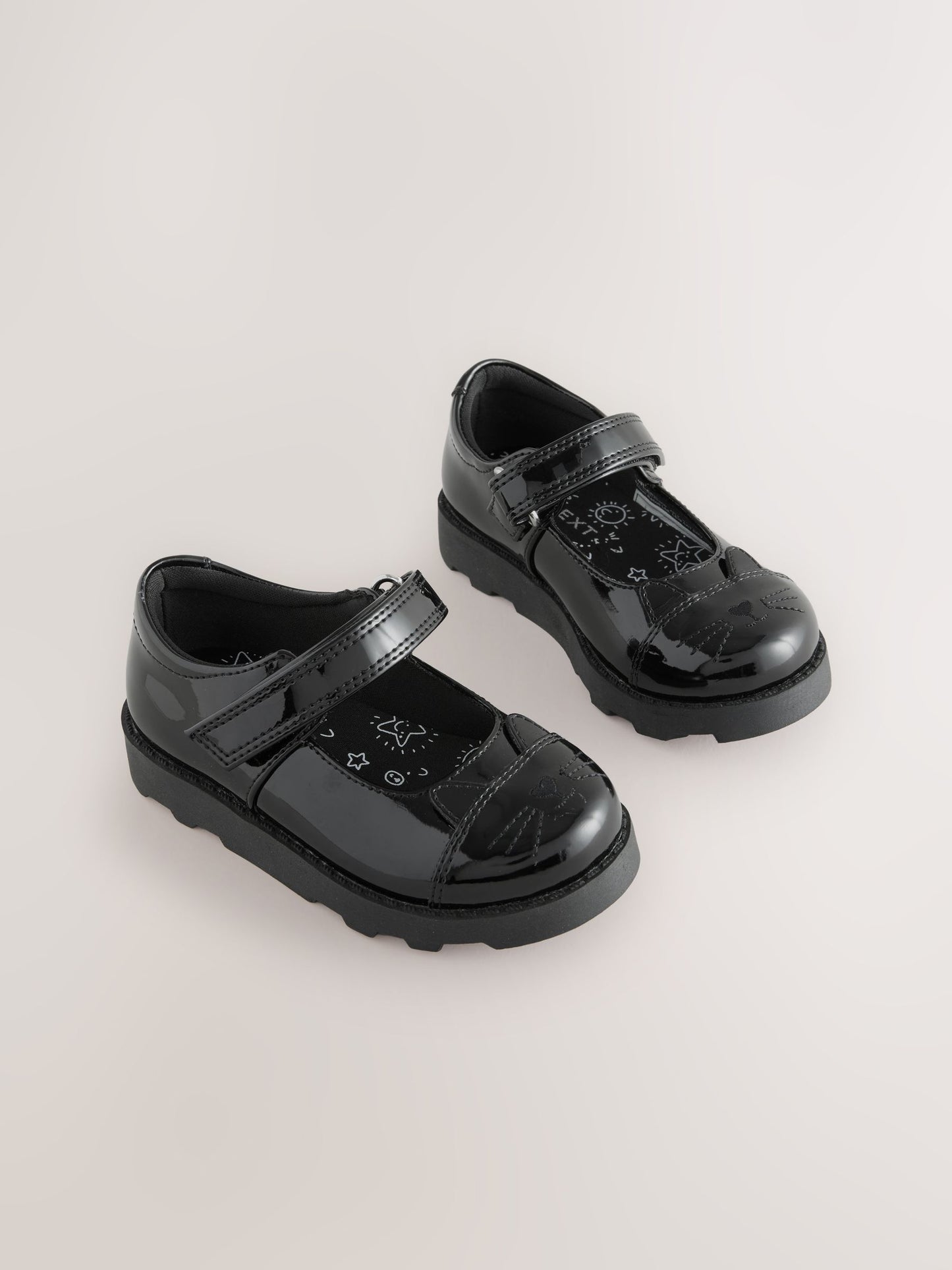 Black Patent Cat Character Mary Jane School Shoes image 1
