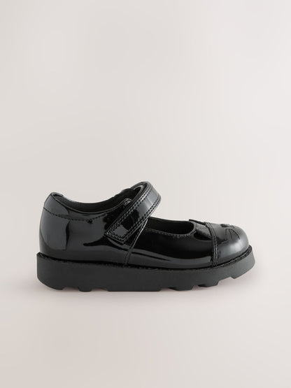 Black Patent Cat Character Mary Jane School Shoes image 2