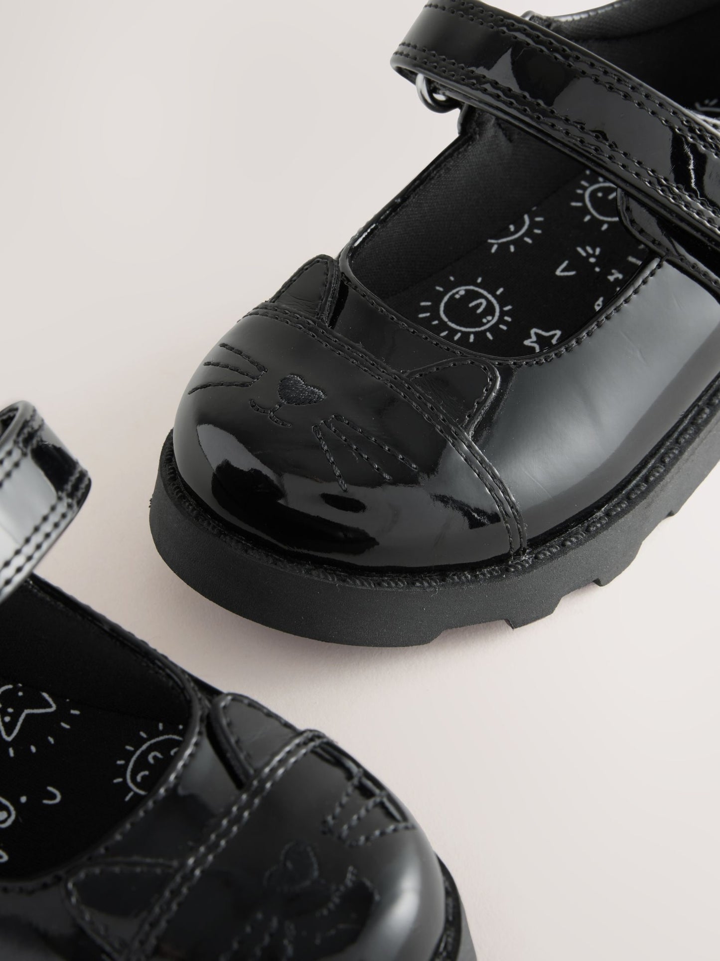 Black Patent Cat Character Mary Jane School Shoes image 3