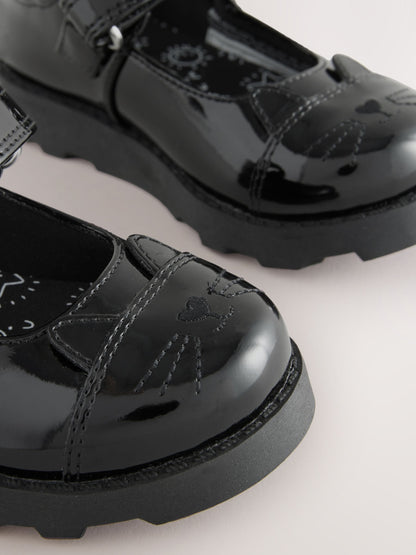 Black Patent Cat Character Mary Jane School Shoes image 5