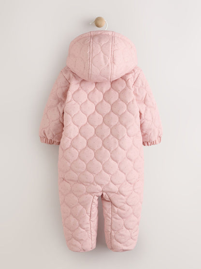 Pink Baby Quilted Nylon Pramsuit (0mths-2yrs)