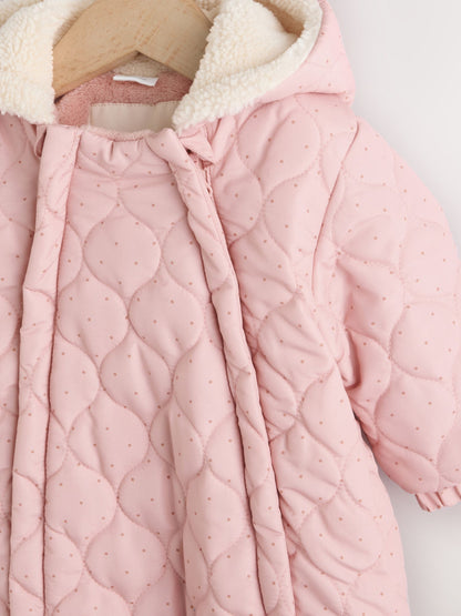 Pink Baby Quilted Nylon Pramsuit (0mths-2yrs)
