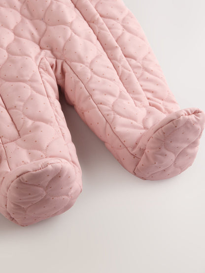 Pink Baby Quilted Nylon Pramsuit (0mths-2yrs)