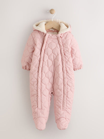 Pink Baby Quilted Nylon Pramsuit (0mths-2yrs)