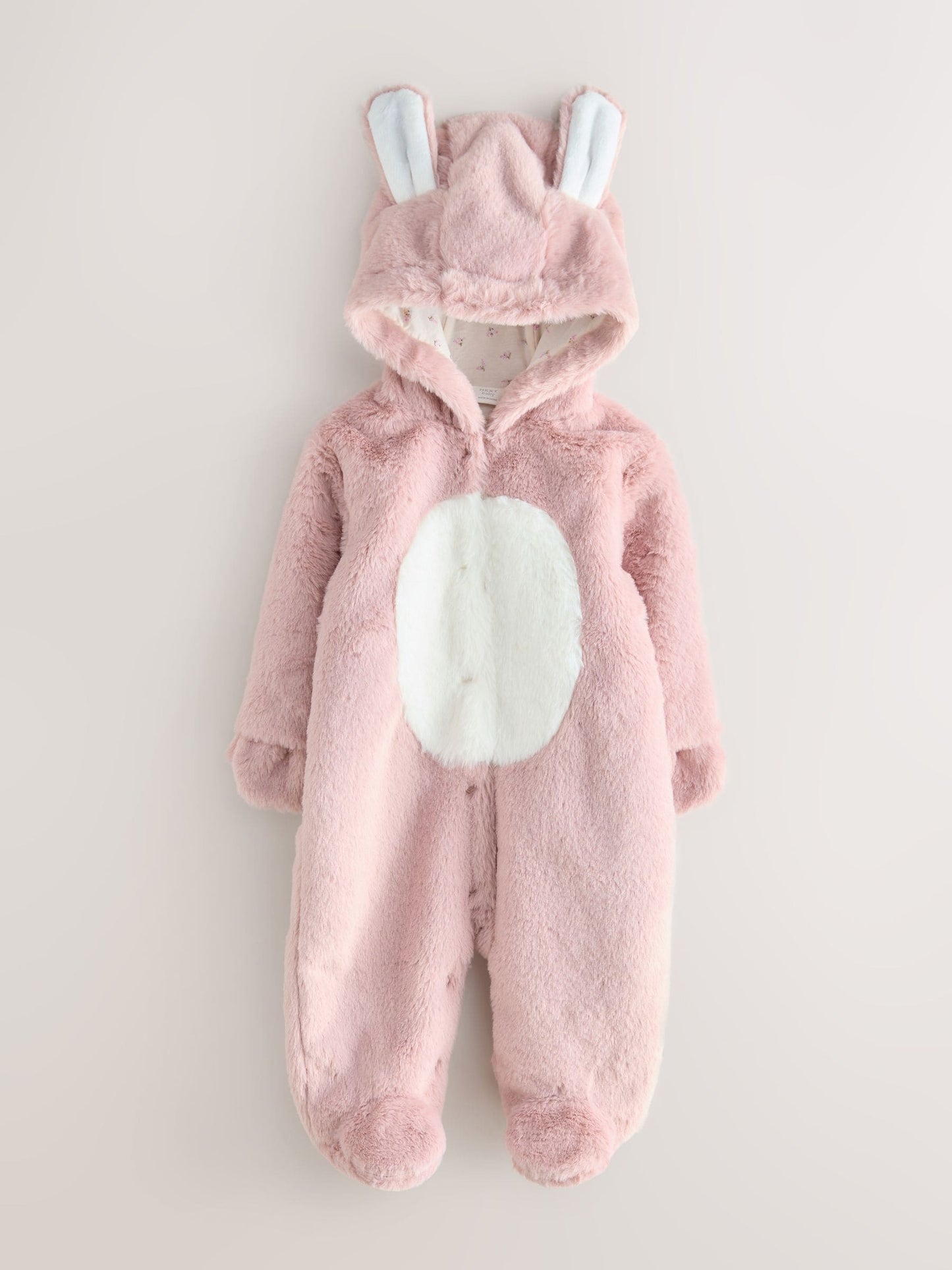 Pink Faux Fur Baby Bunny Pramsuit (0-18mths) image 6