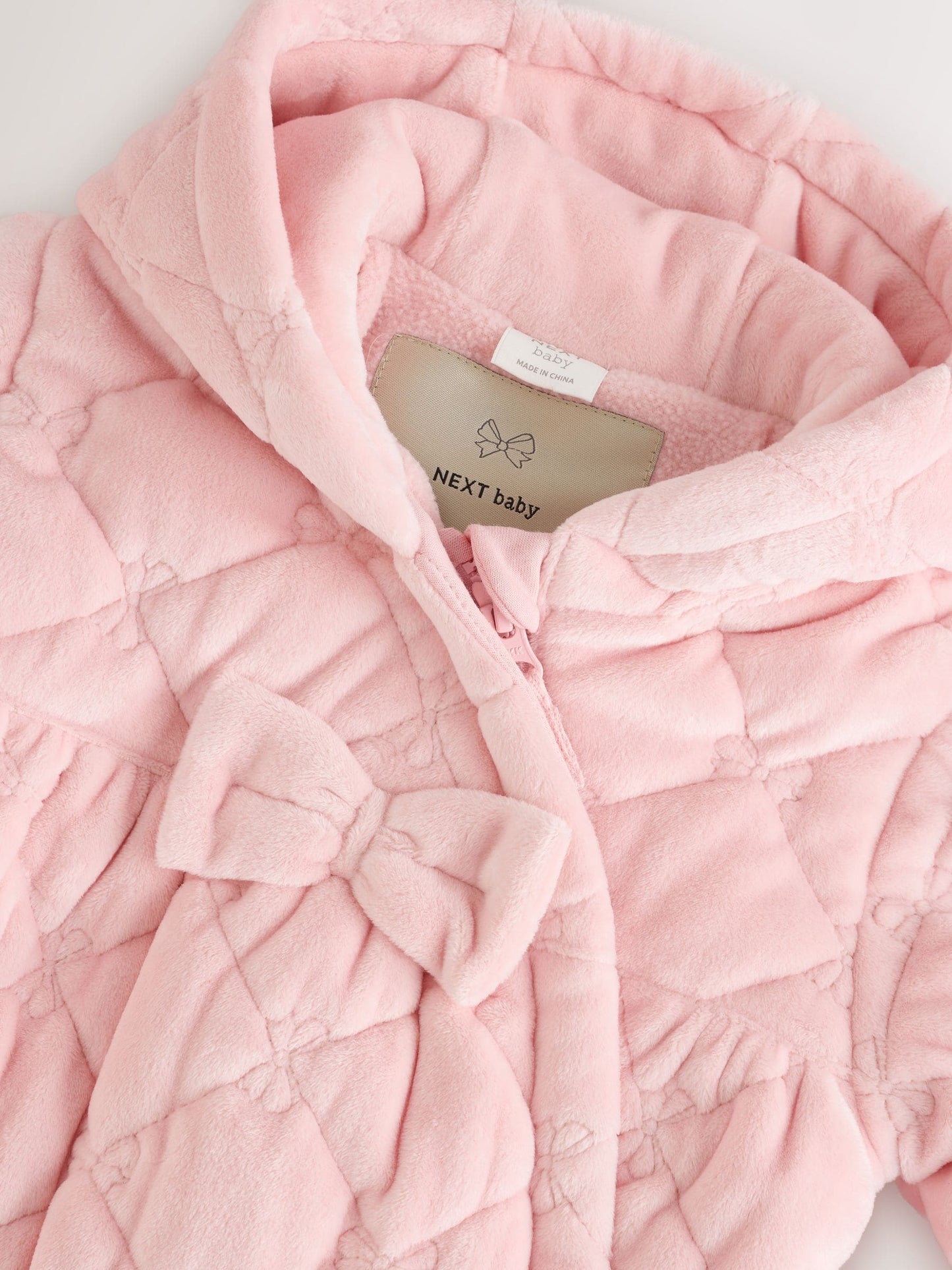 Pink Velour Baby Quilted Pramsuit (0mths-2yrs)