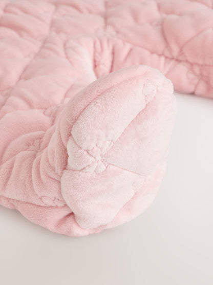 Pink Velour Baby Quilted Pramsuit (0mths-2yrs)