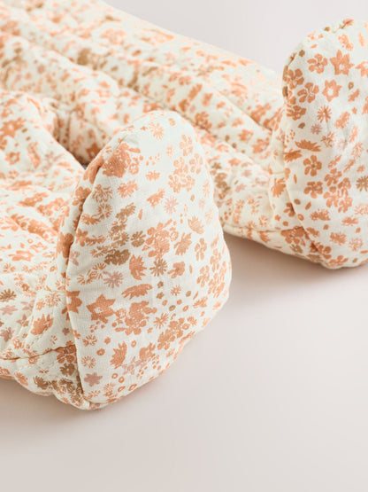 Ecru Floral Printed Baby Hooded Crinkle Woven Pramsuit (0mths-2yrs) image 3