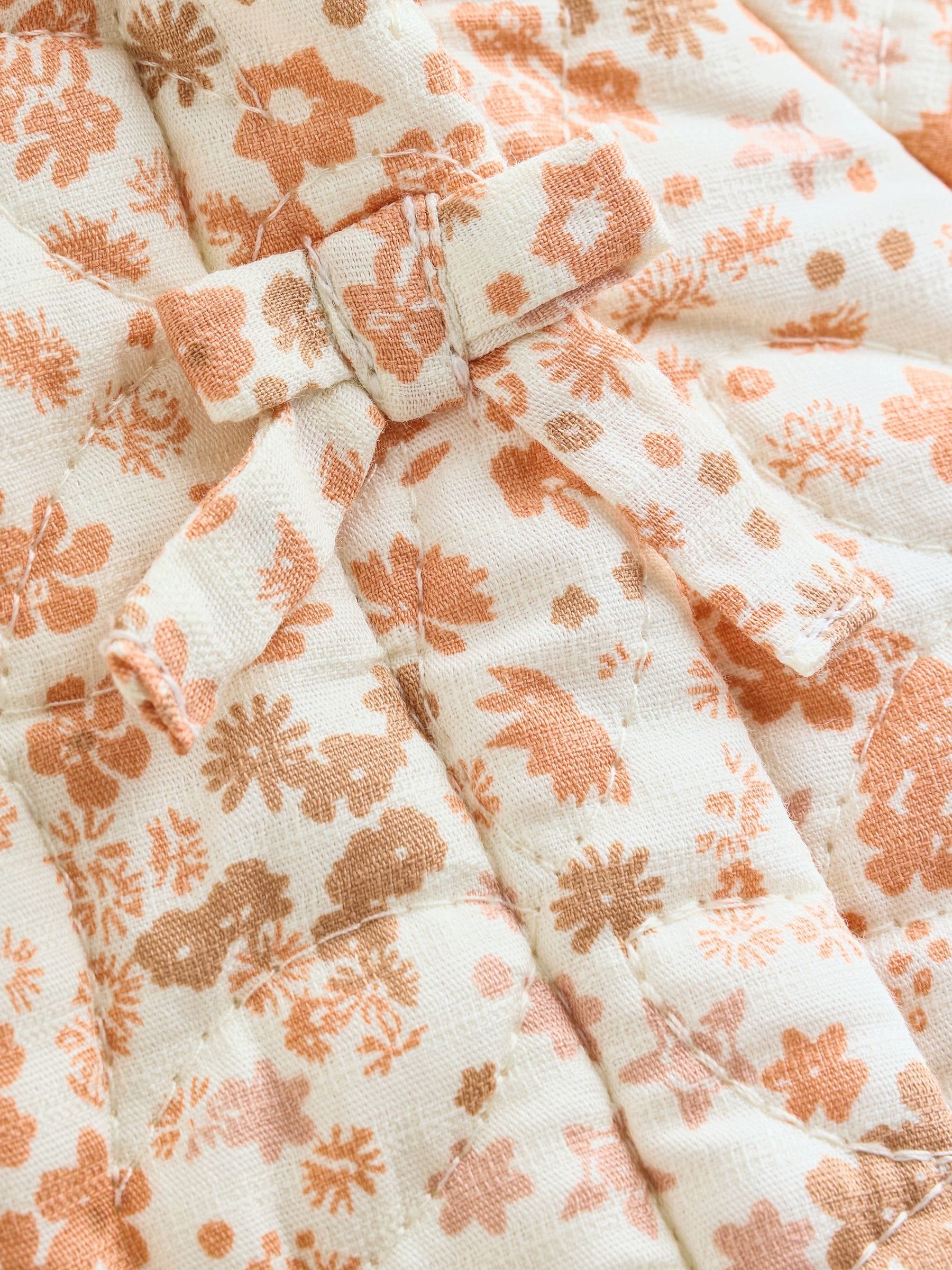 Ecru Floral Printed Baby Hooded Crinkle Woven Pramsuit (0mths-2yrs) image 6