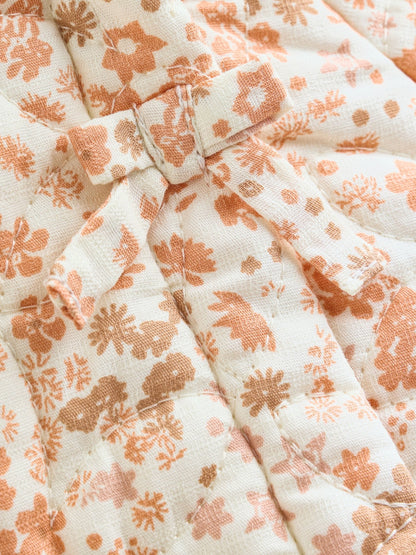 Ecru Floral Printed Baby Hooded Crinkle Woven Pramsuit (0mths-2yrs) image 6