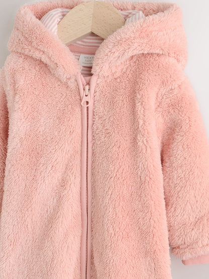Pink Fleece Baby Pramsuit (0mths-2yrs)