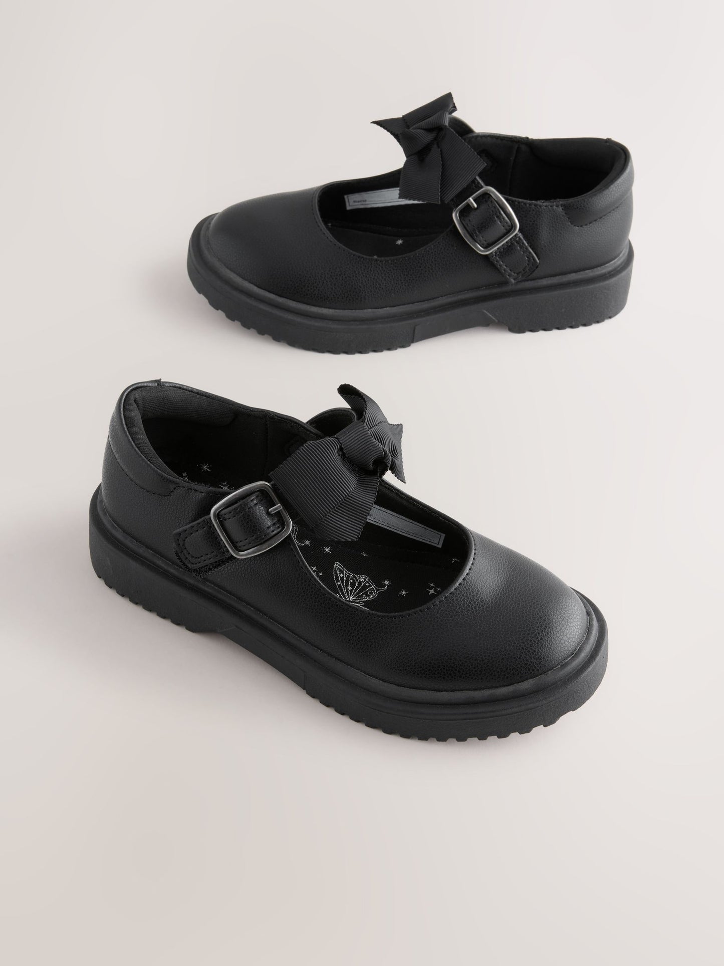 Black Matt Standard Fit (F) Bow Chunky Mary Jane School Shoes image 1