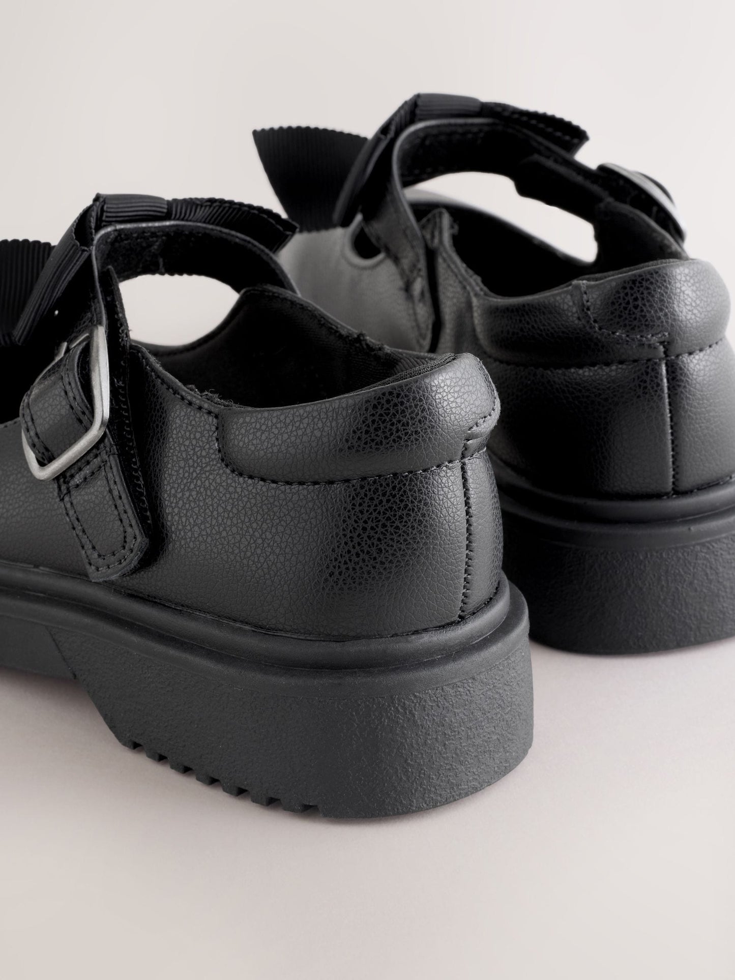 Black Matt Standard Fit (F) Bow Chunky Mary Jane School Shoes image 3
