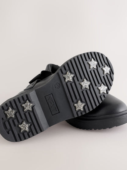 Black Matt Standard Fit (F) Bow Chunky Mary Jane School Shoes image 4