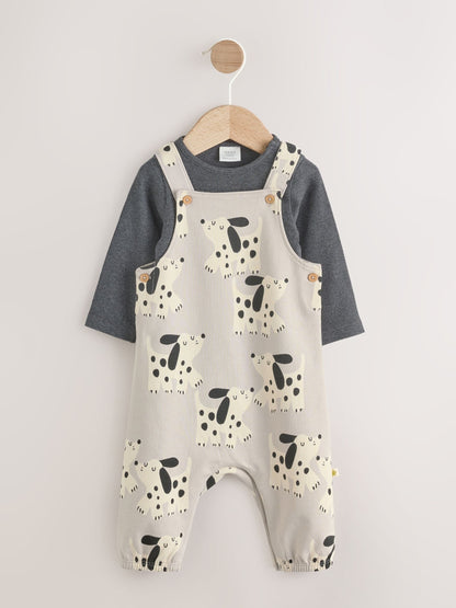 Mono Dog Jersey Dungarees And Bodysuit Baby Set (0mths-2yrs)