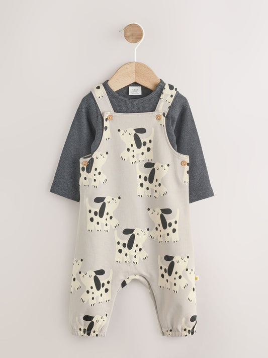 Mono Dog Jersey Dungarees And Bodysuit Baby Set (0mths-2yrs)