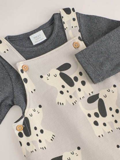 Mono Dog Jersey Dungarees And Bodysuit Baby Set (0mths-2yrs)