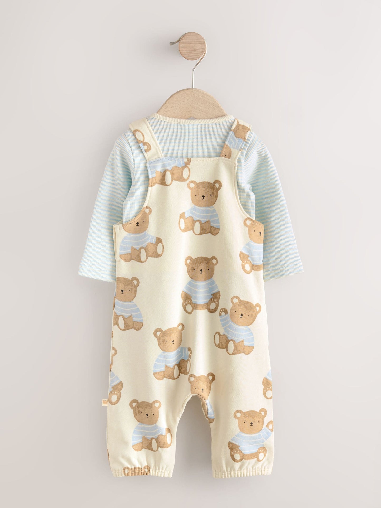 Blue Bear Print Jersey Dungarees And Bodysuit Baby Set (0mths-2yrs)
