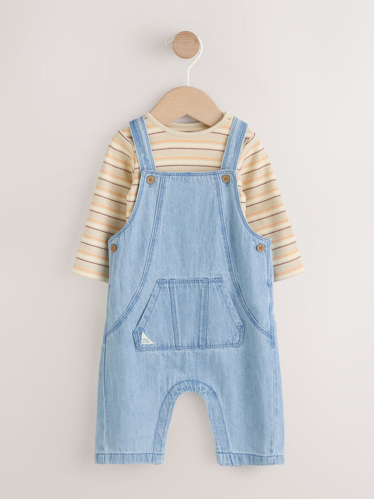 Blue Baby Denim Dungarees and Bodysuit Set (0mths-2yrs) image 1