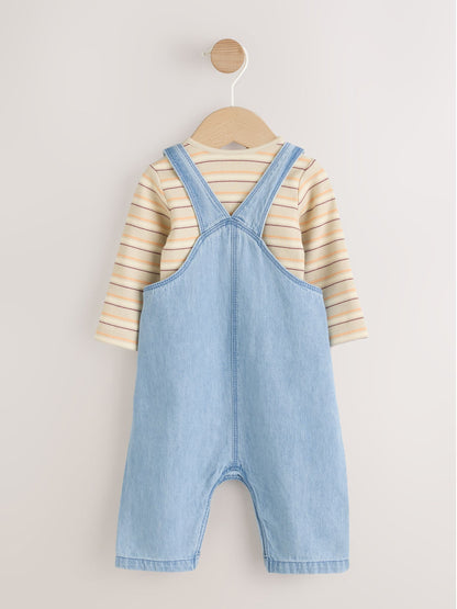 Blue Baby Denim Dungarees and Bodysuit Set (0mths-2yrs)