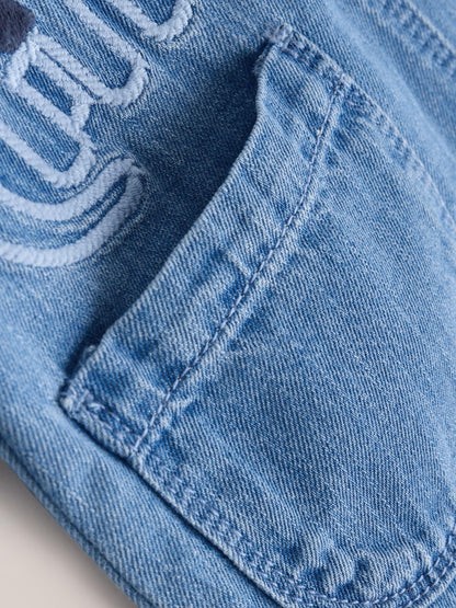 Blue Dinosaur Baby Denim Dungarees and Bodysuit Set (0mths-2yrs)