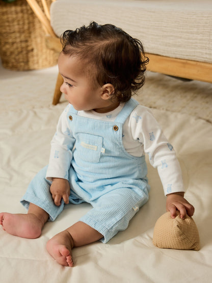 Blue Bear Cord Dungarees and Bodysuit Baby Set (0mths-2yrs)