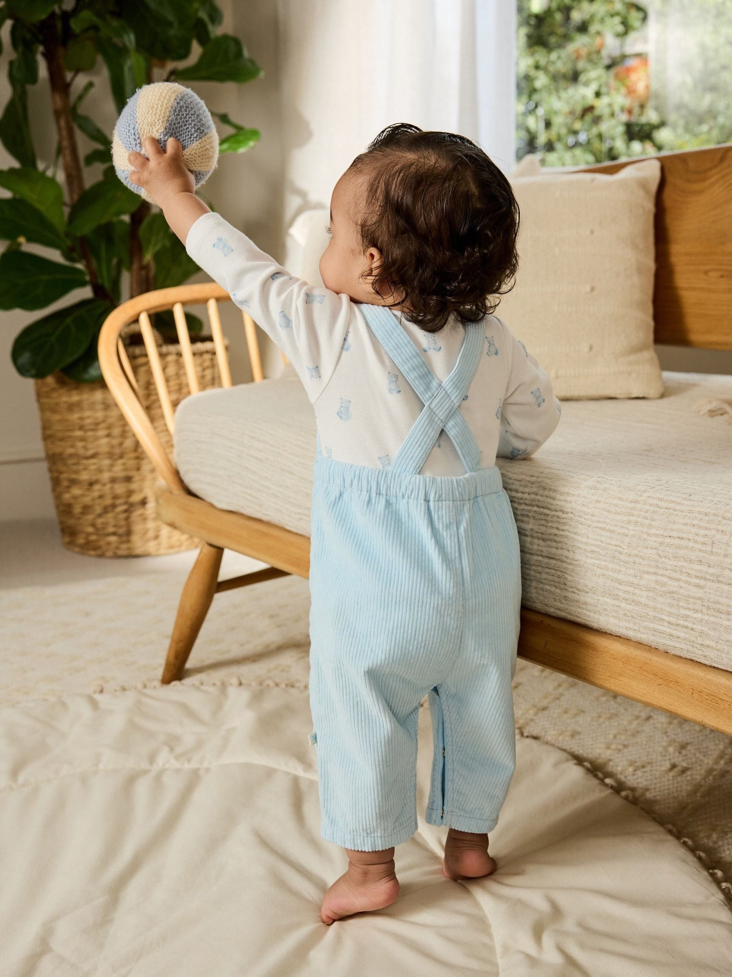 Blue Bear Cord Dungarees and Bodysuit Baby Set (0mths-2yrs)