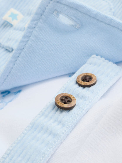 Blue Bear Cord Dungarees and Bodysuit Baby Set (0mths-2yrs)