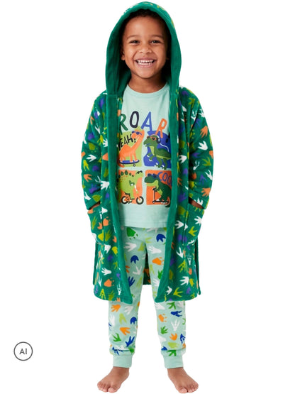 Harry Bear Green Dinosaur Pyjamas And Dressing Gown Set - image 3