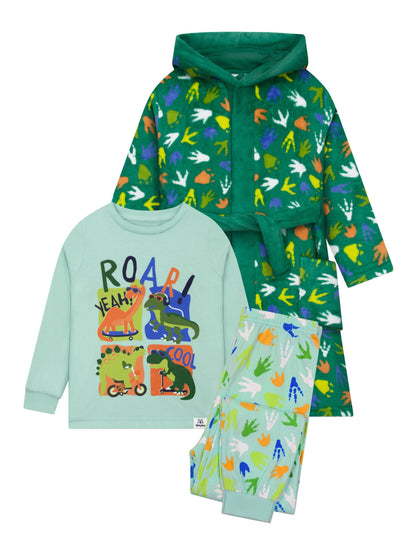 Harry Bear Green Dinosaur Pyjamas And Dressing Gown Set - image 7