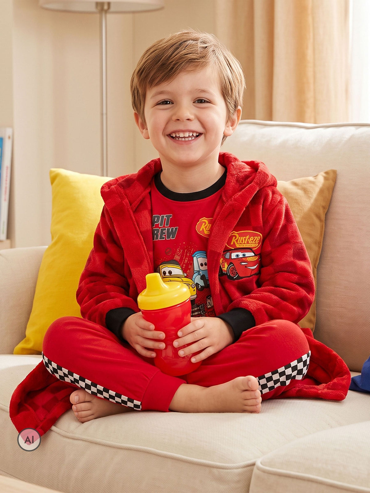 Character Red Disney Cars Pyjamas And Dressing Gown Set - image 6