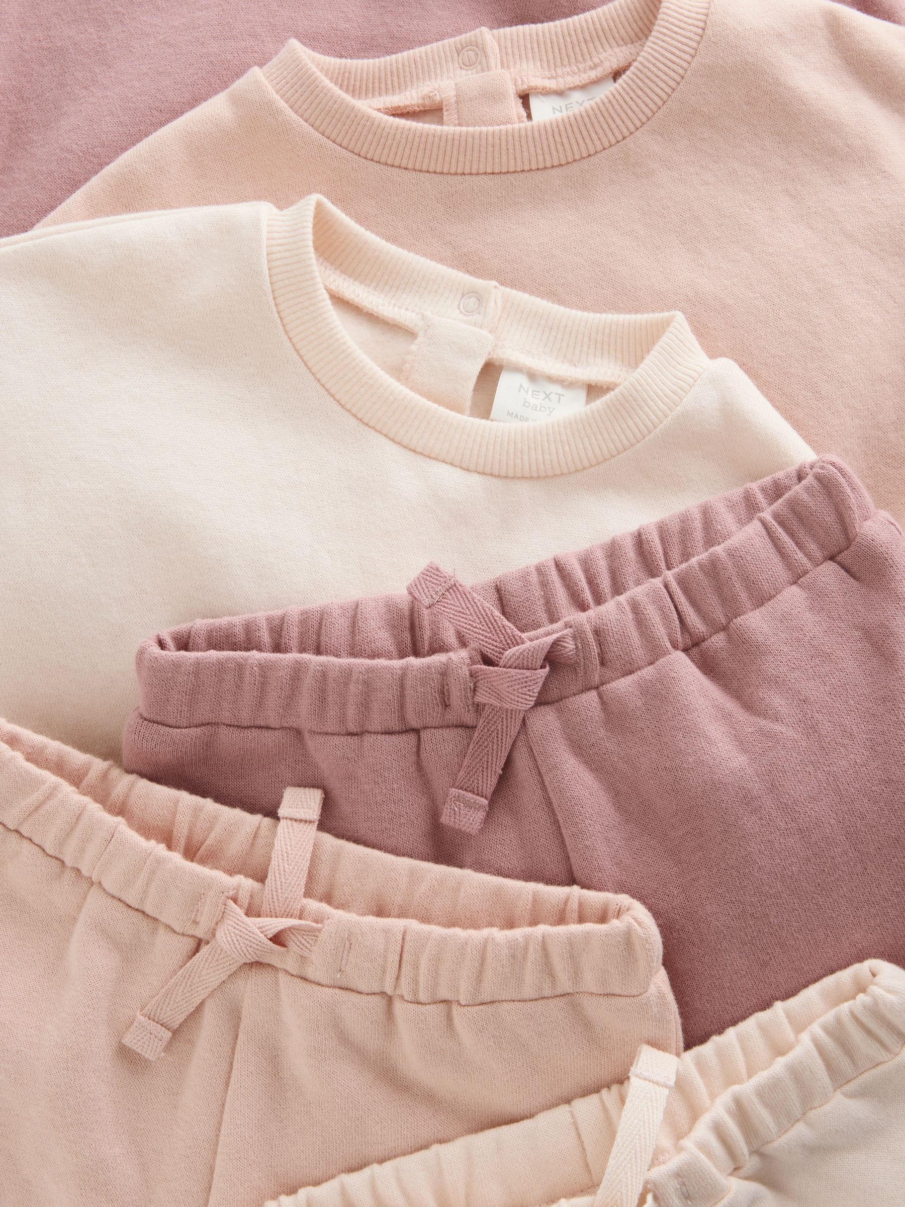Cream/Pink Baby Sweatshirt & Joggers 6 Piece Set (0mths-2yrs) image 5