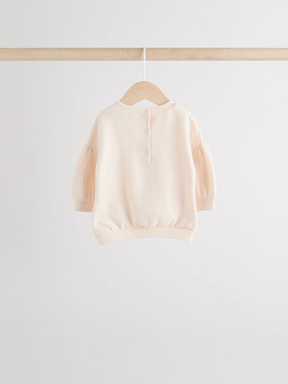 Cream/Pink Baby Sweatshirt & Joggers 6 Piece Set (0mths-2yrs) image 4