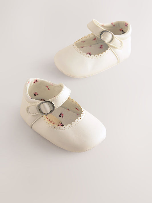 White Mary Jane Baby Shoes (0-24mths) image 2