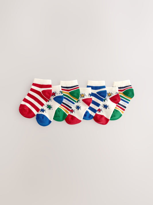 Rainbow Stripe/Star Cotton Rich Trainer Socks 7 Pack image 1