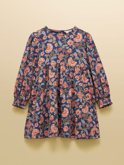 Joules Girls' Hampton Multi Floral Long Sleeve Jersey Dress image 1