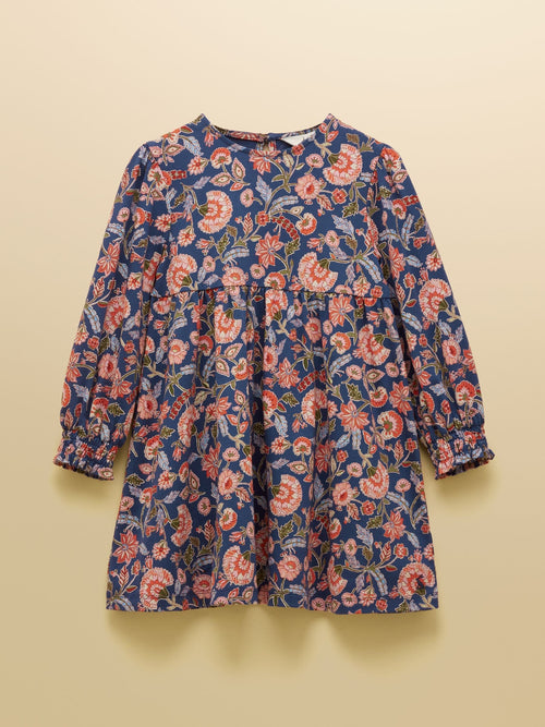 Joules Girls' Hampton Multi Floral Long Sleeve Jersey Dress image 1