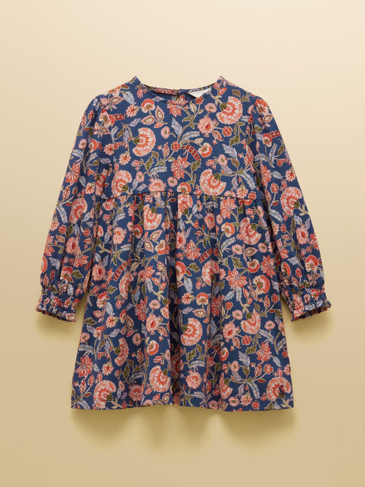 Joules Girls' Hampton Multi Floral Long Sleeve Jersey Dress image 1