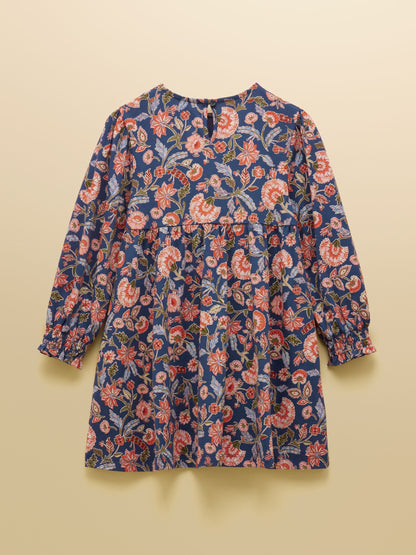 Joules Girls' Hampton Multi Floral Long Sleeve Jersey Dress image 2