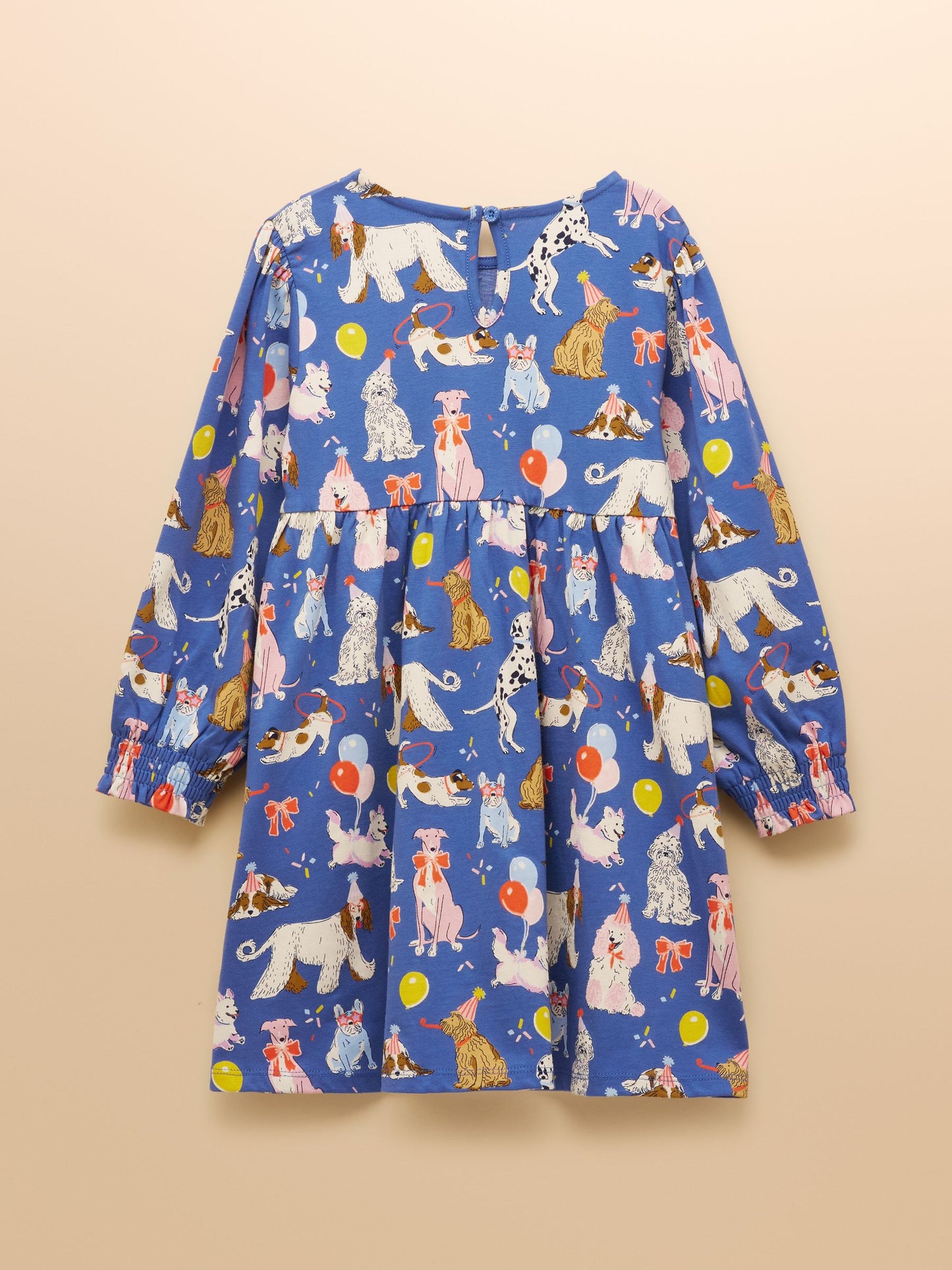 Joules Girls' Hampton Blue Dog Long Sleeve Jersey Dress image 2