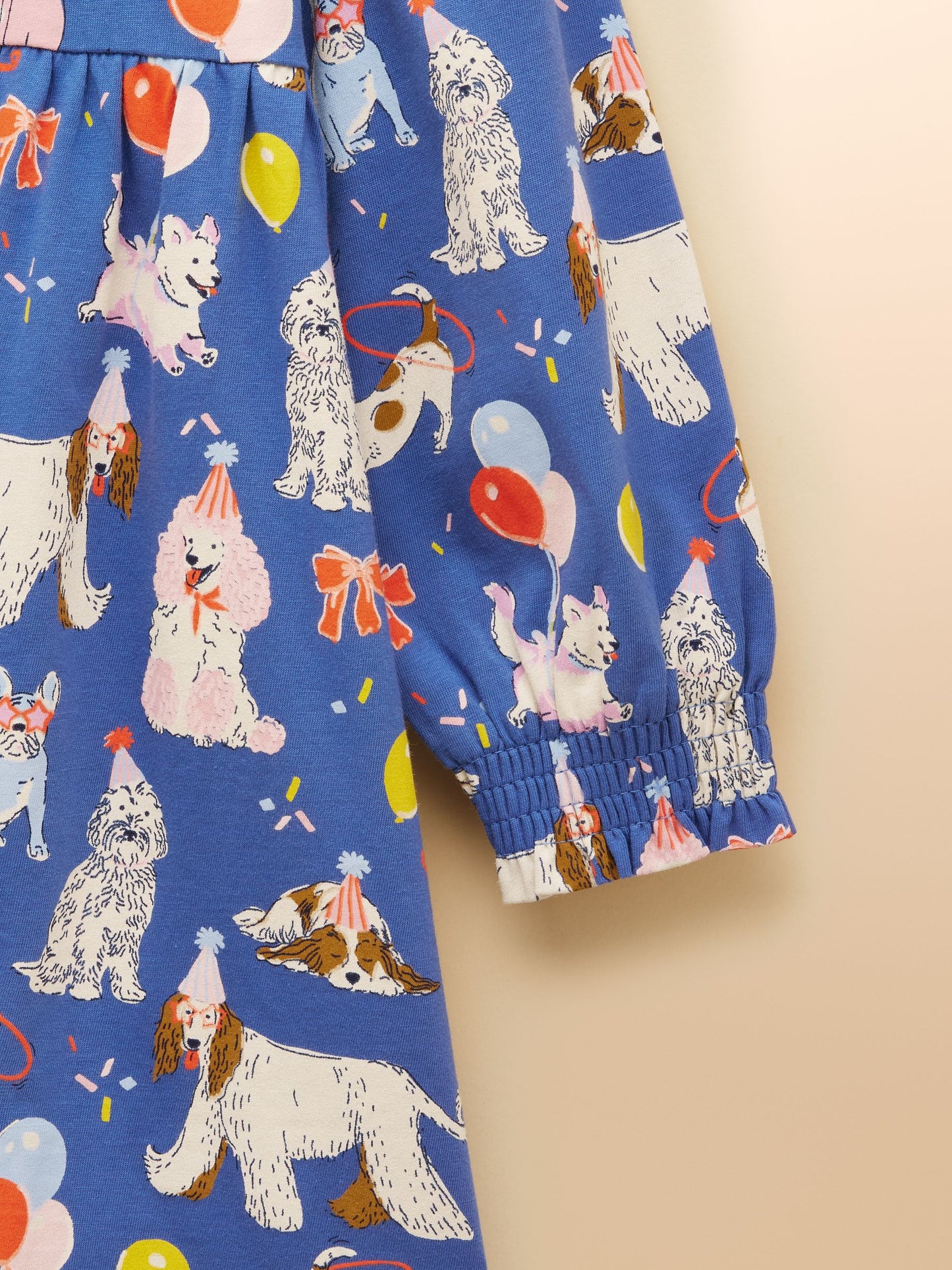 Joules Girls' Hampton Blue Dog Long Sleeve Jersey Dress image 3