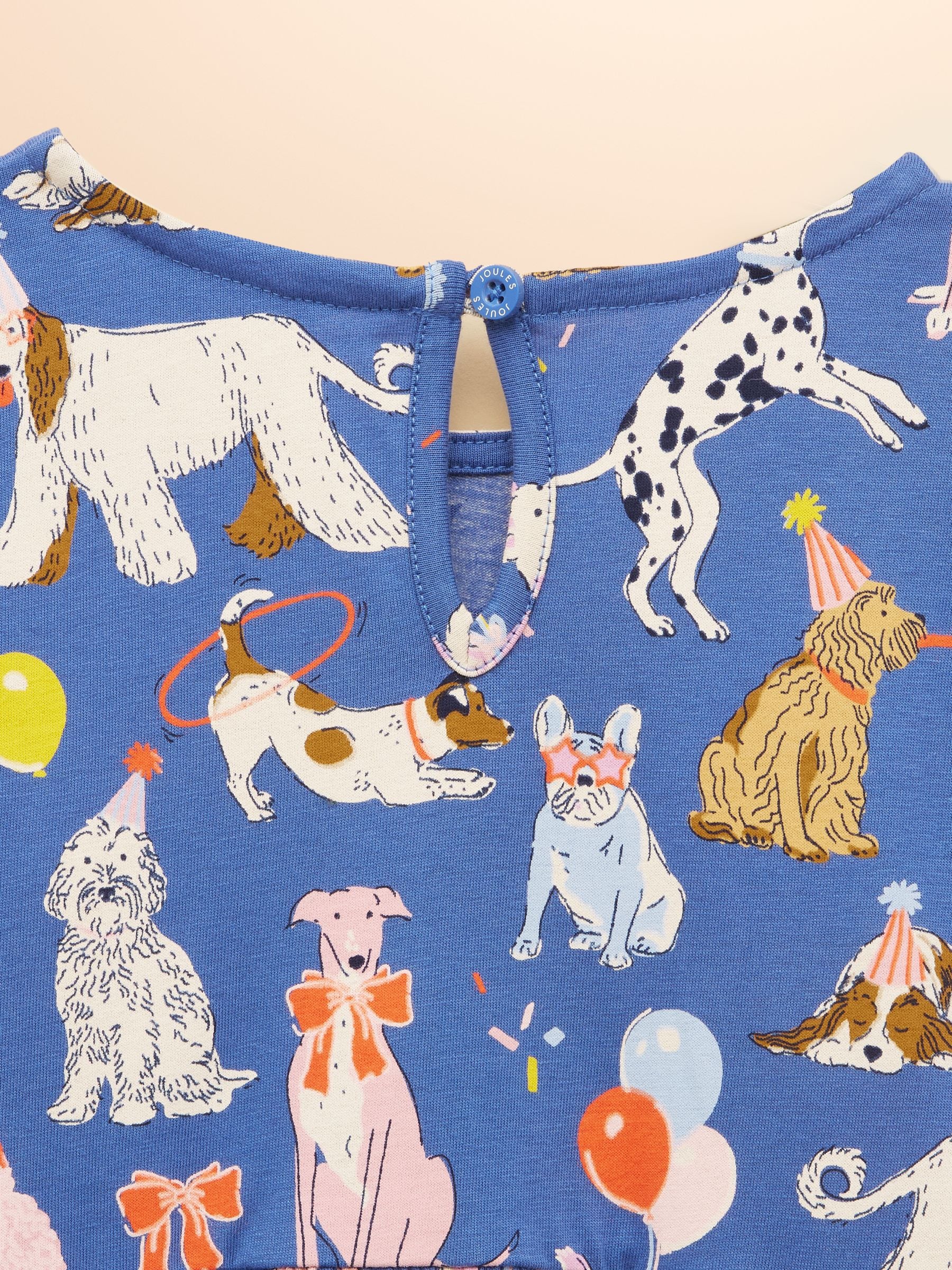 Joules Girls' Hampton Blue Dog Long Sleeve Jersey Dress image 4