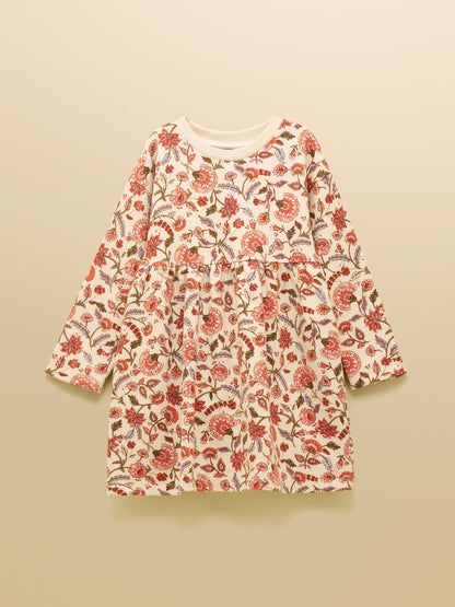 Joules Girls' Emma Cream Floral Long Sleeve Sweater Dress image 1