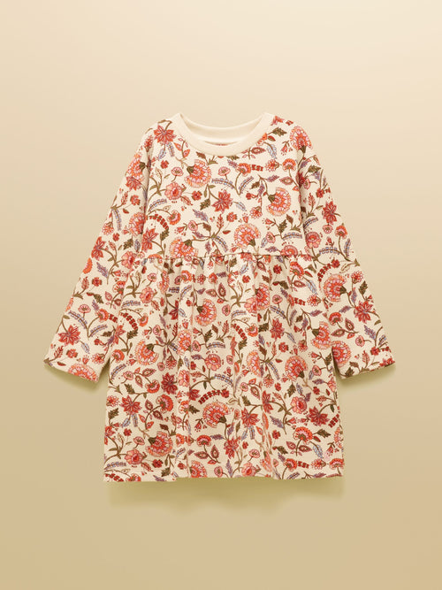 Joules Girls' Emma Cream Floral Long Sleeve Sweater Dress image 1