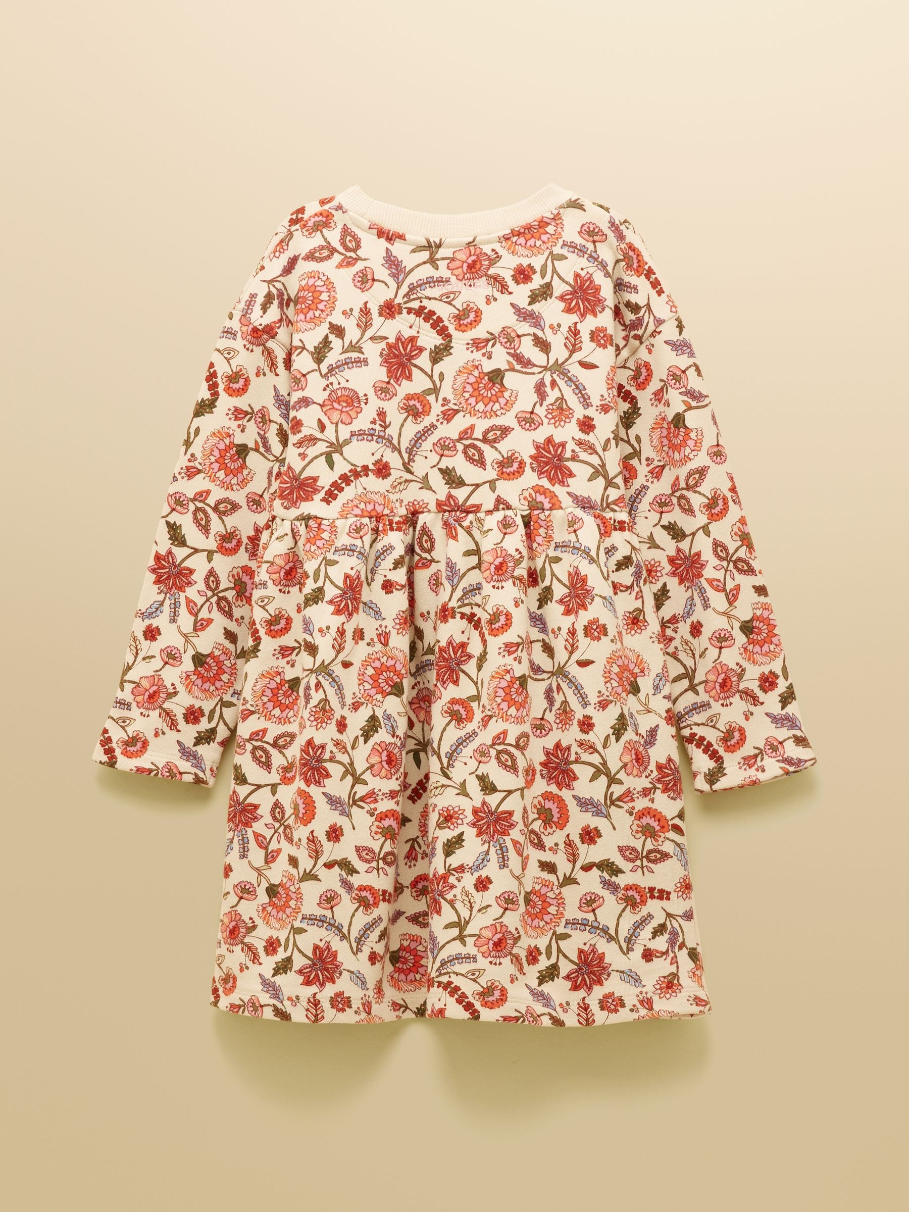 Joules Girls' Emma Cream Floral Long Sleeve Sweater Dress image 2